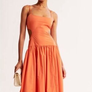 Elegant Orange Sleeveless Dress